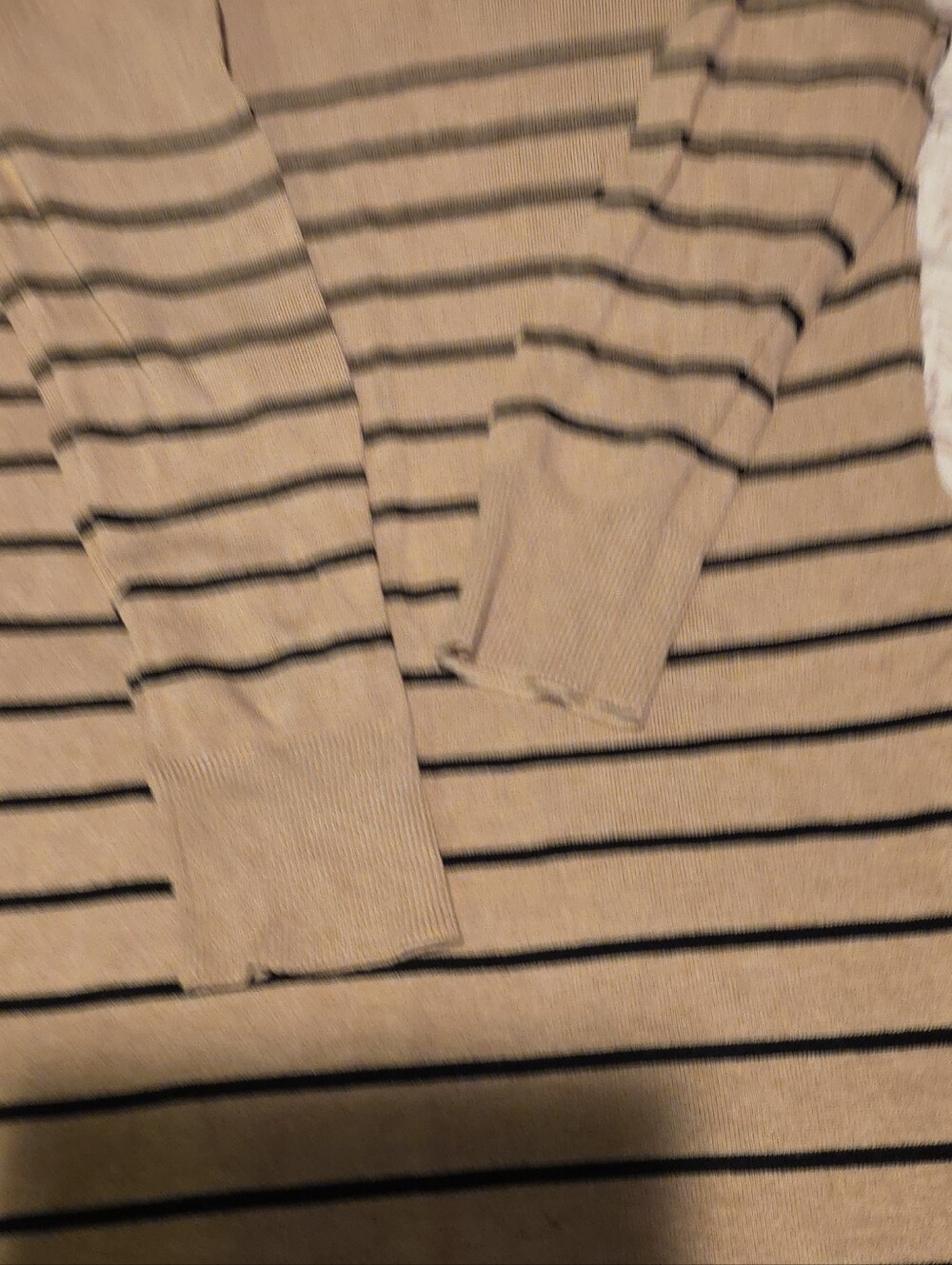 H&M Beige and Black Striped Crew Neck Sweater